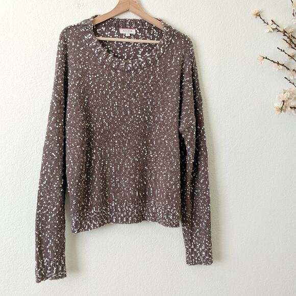 Andree By Unit Bobble Speckled Long Sleeve Sweater Womens Large Brown Textured - Picture 2 of 6
